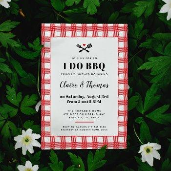 red picnic plaid cloth i do bbq invitation