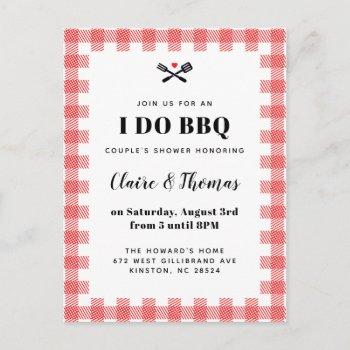 red picnic plaid cloth i do bbq invitation postcard