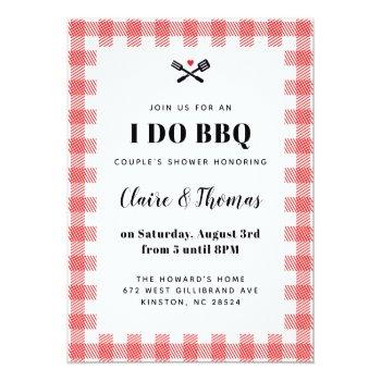 Red Picnic Plaid Cloth I Do Bbq Invitation Postcard Front View