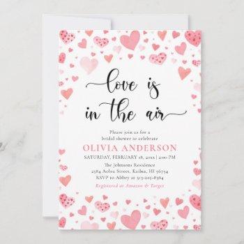 red pink hearts valentine sweetheart bridal shower invitation