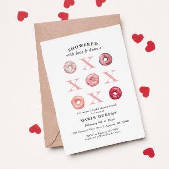 red pink valentine donut bridal shower invitation