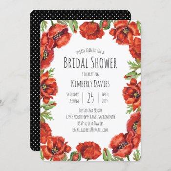 red poppy polka dot bridal shower invitation