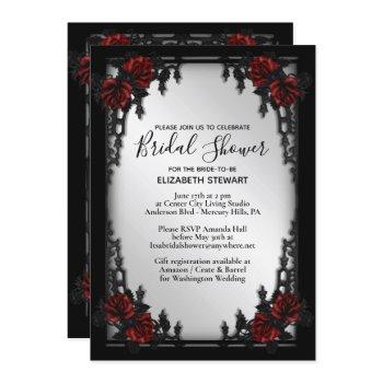 red rose gothic bridal shower iron gate invitation