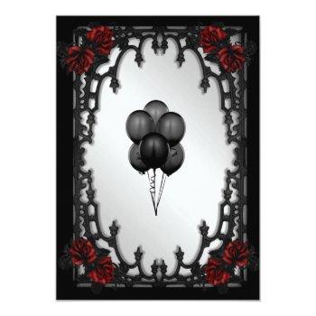 Red Rose Gothic Bridal Shower Iron Gate Invitation Front View