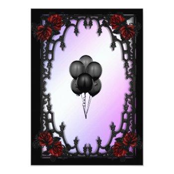 Red Rose Gothic Bridal Shower W Registration Info Invitation Front View