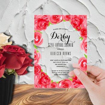 red roses derby bridal shower acrylic invitations