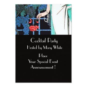 Red Roses In The Night Anniversary Cocktail Party Invitation Front View