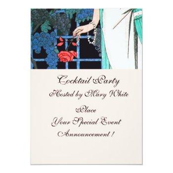 Red Roses In The Night Anniversary Cocktail Party Invitation Front View