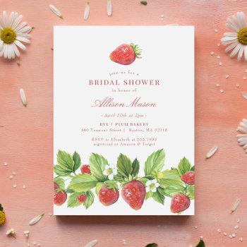 red strawberry berry bridal shower invitation