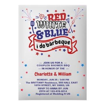Red White And Blue I Do Bbq Couple Bridal Shower  Acrylic Invitations Front View