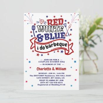 red white and blue i do bbq couple bridal shower  invitation