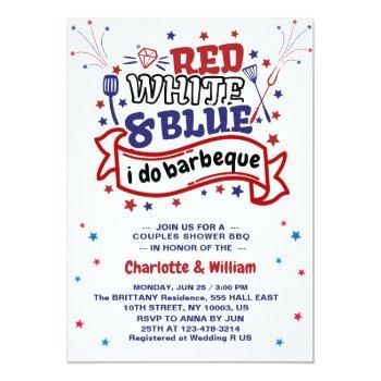 Red White And Blue I Do Bbq Couple Bridal Shower  Invitation Front View