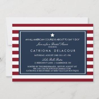 red white & blue stripes bridal shower invitation