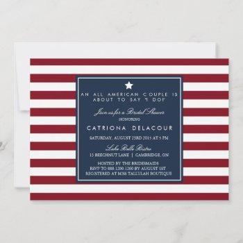 red white & blue stripes bridal shower invitation