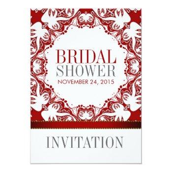 Red White Doves Batik Bridal Shower Party Invitati Invitation Front View
