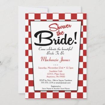 red white retro 50s diner bridal shower invitation