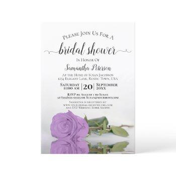 reflecting lilac purple rose elegant bridal shower invitation