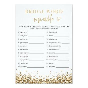 Regina Gold Sequins Bridal Shower Word Scramble Invitation Front View