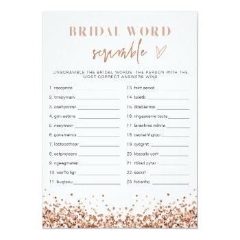 Regina Rose Gold Bridal Shower Word Scramble  Invitation Front View