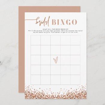 regina rose gold glitter bridal shower bingo game  invitation