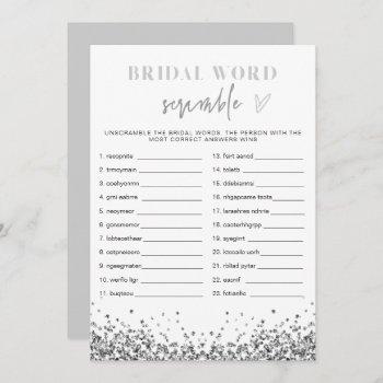 regina silver sequins bridal shower word scramble invitation