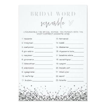 Regina Silver Sequins Bridal Shower Word Scramble Invitation Front View