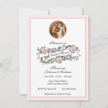 religious catholic bridal shower pink floral invit invitation