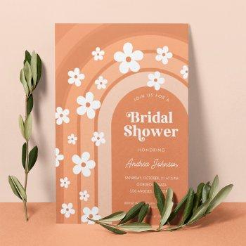 retro 70s groovy daisy boho rainbow bridal shower invitation