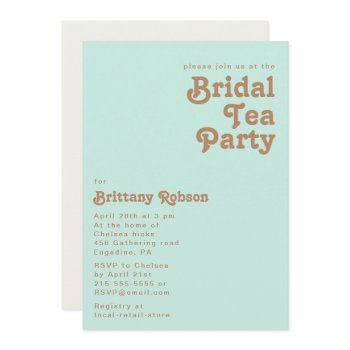 retro beach | aqua bridal tea party invitation