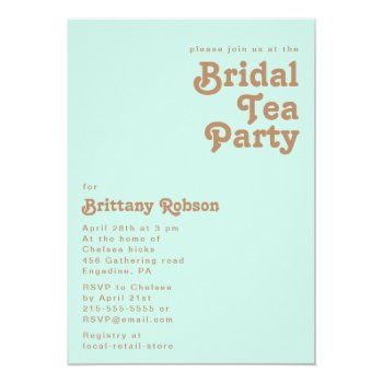 Retro Beach | Aqua Bridal Tea Party Invitation Front View