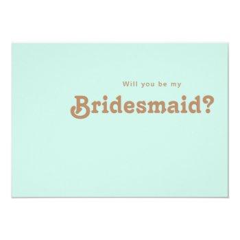 Retro Beach | Aqua Bridesmaid Proposal Card Front View