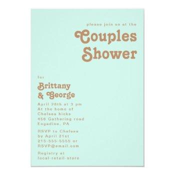 Retro Beach | Aqua Couples Shower Invitation Front View