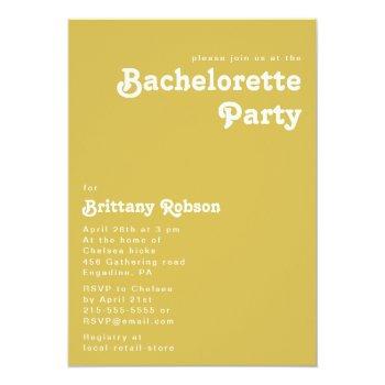 Retro Beach | Gold Bachelorette Party Invitation Front View