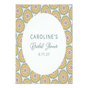 Retro Boho Floral Yellow Custom Bridal Shower Napkins Front View