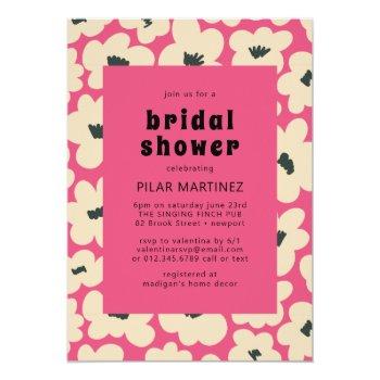 Retro Boho Pink White Black Floral Front View