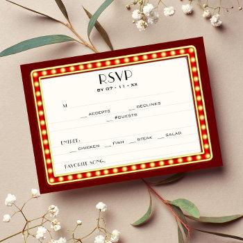 retro cinema movie theater marquee sign wedding rsvp card