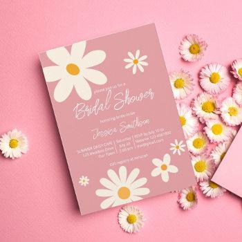 retro daisy pink boho desert pink bridal shower invitation