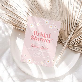 retro daisy pink bridal shower invitation