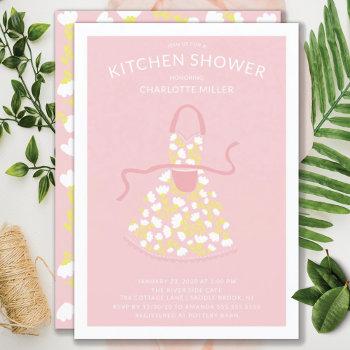retro floral apron bridal kitchen shower invitation