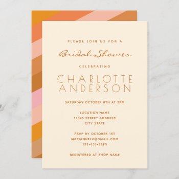 retro geometric pink and orange bridal shower invitation