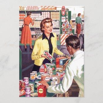 retro grocery check-out pantry party stock kitchen invitation