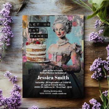 retro let us eat cake - french bridal shower invitation