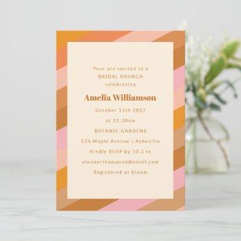 retro modern geometric pink orange bridal brunch invitation