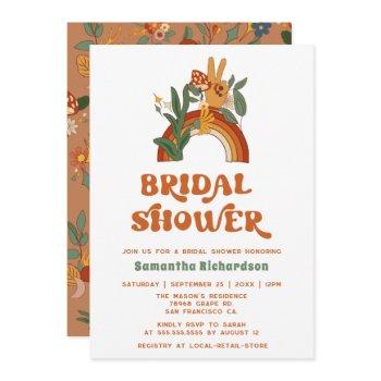 retro rainbow groovy  bridal shower invitation