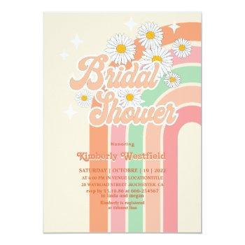 Retro Rainbow Hippie 70's Pink  Bridal Shower  Invitation Front View