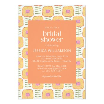 Retro Scandi Yellow Orange Flower Front View