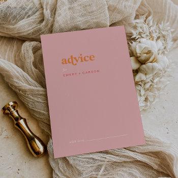 retro summer | pink and orange wedding advice card