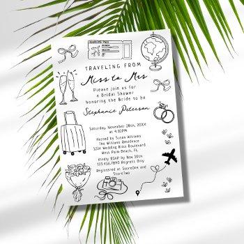 retro traveling from miss to mrs bridal shower invitation