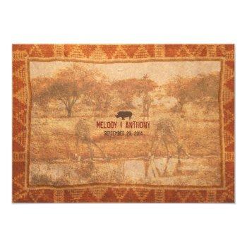 Rhino African Safari Wedding Invitation Front View