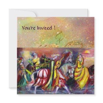 riders in the night,yellow red brown green sparkle invitation